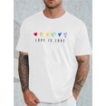 thumbnail image 1 of Camiseta de hombre con estampado de arcoíris y letras del orgullo, cuello redondo, manga corta, para deportes y tiempo libre., 1 of 6
