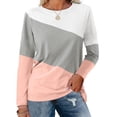 thumbnail image 1 of Sudadera Manga Larga Empalme De 3 Colores Cuello Redondo Casual Lindo Sudadera Con Capucha Para Primavera Otoño Invierno Blanco Gris Rosa S, 1 of 6