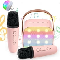 JakMean Mini Karaoke Machine for Kids, Christmas Portable Bluetooth Speaker with 2 Wireless Mic & LED Light for Singing, Birthday Gift for Girls Boys Family Home Party