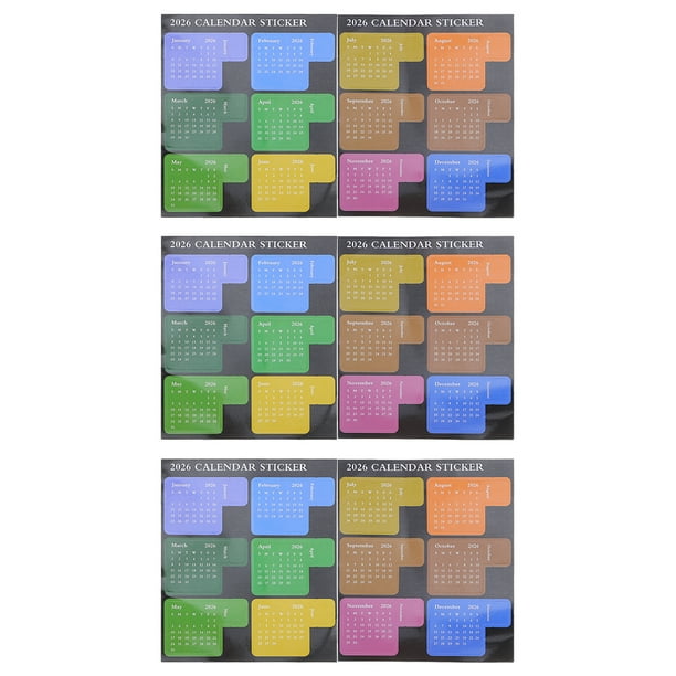 FELTECHELECTR pegatinas para calendario 2026, pegatinas autoadhesivas para agendas, cuadernos y álbumes de recortes.