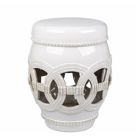 Bowery Hill Ceramic Oversized Garden Stool In White Com