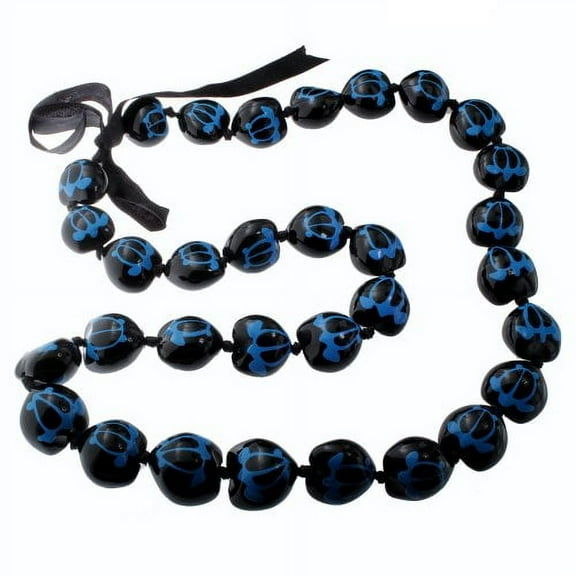 Hawaii Black and Blue Turtle Kukui Nut Lei 32 Inches