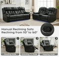 thumbnail image 3 of Manual Recliner Sofa Sets with Bass Speaker,Wireless Charger Faux Leather Manual Reclining Living Room Furniture Set, 3 of 9