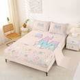 thumbnail image 2 of Castle Fairy Flower Balloon Letter M Full Size Sheets 4-Piece for Kids,Pastel Pattern Bed Sheets, 2 of 6