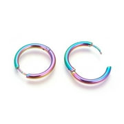 Rainbow Irridescent Stainless Steel Cuff Hoop Earrings