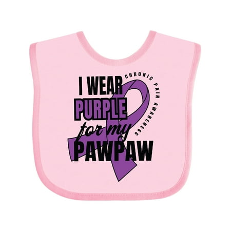 

Inktastic Chronic Pain I Wear Purple For My Pawpaw Gift Baby Boy or Baby Girl Bib