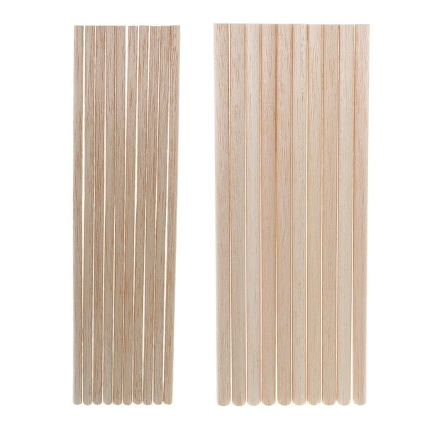 10 Pièces Bâtons en Bois Naturels - Longues Tiges Outil en Bois pour Bricolage et Arts & Crafts (6MM x 30CM