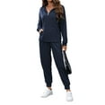 thumbnail image 3 of FIOPHY Women's Waffle Knit 2 Piece Outfits Lounge Sets 1/4 Zip Up Pullover Long Sleeve Top Jogger Sweats Track Suits Set,Black，M, 3 of 5
