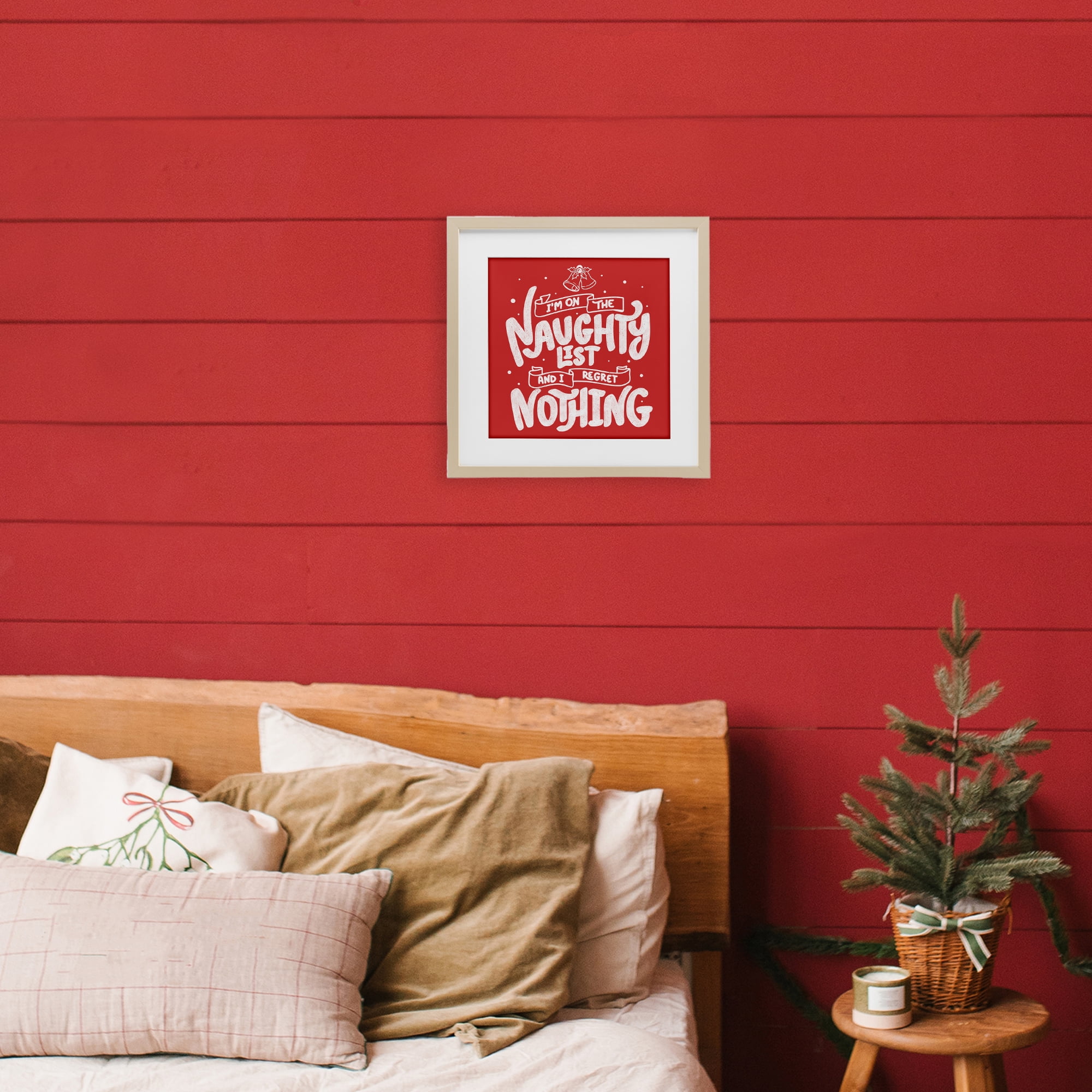 Stupell Industries Naughty List Regret Nothing Birch Framed Print Under Glass, design by Tobe Fonseca