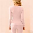 thumbnail image 4 of Plus Size Thermal Underwear for Women Long Fleece Lined Base Layer Winter Warm Top Pink S, 4 of 4