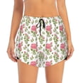 thumbnail image 3 of Uemuo Rose Flowers Pattern Women's Athletic Shorts High Waisted Running Shorts with Liner Pockets Gym Elastic Workout Shorts-Medium, 3 of 9