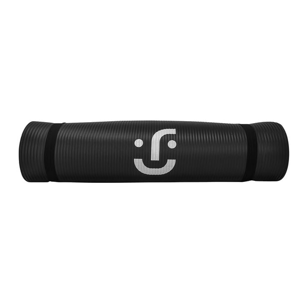 Tapete de Yoga Enrollable Antideslizante, Color Negro| 1.78X60 cm - Ideën | Para Ejercicio y Pilates con Correa de Transporte