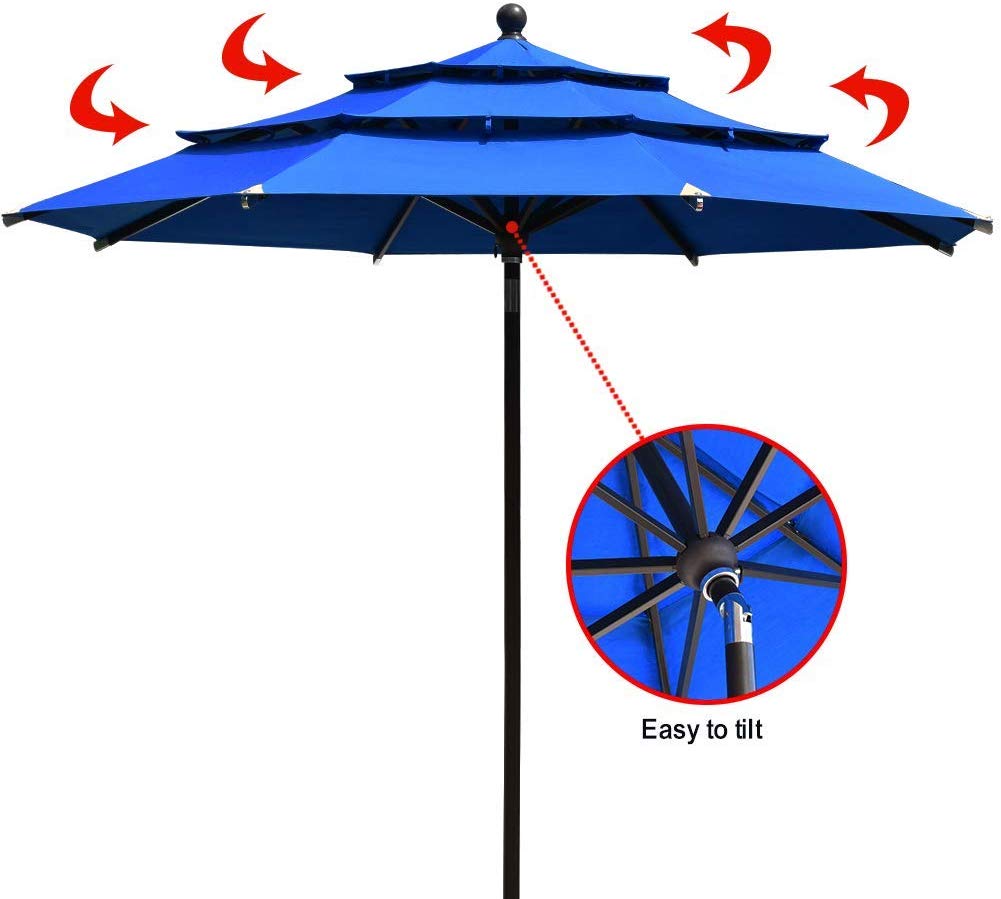 Eliteshade Patio Umbrella Type Sunbrella 11ft 3 Tiers With Ventilation Blue Walmart Com Walmart Com