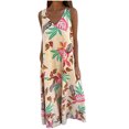 thumbnail image 2 of Ovzne Robes pour Femmes Robe Mode Femme Décontractée Imprimée avec Poche Été Sans Manches à Col en V Robe Grande Taille Robe Maxi Imprimée Liquidation, 2 of 6