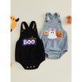 thumbnail image 6 of RUINIXCW Baby Halloween Cosplsy Overalls Pumpkin Ghost Letter Embroidery Sleeveless Romper Jumpsuit Suspender Pants for Toddler, 6 of 9