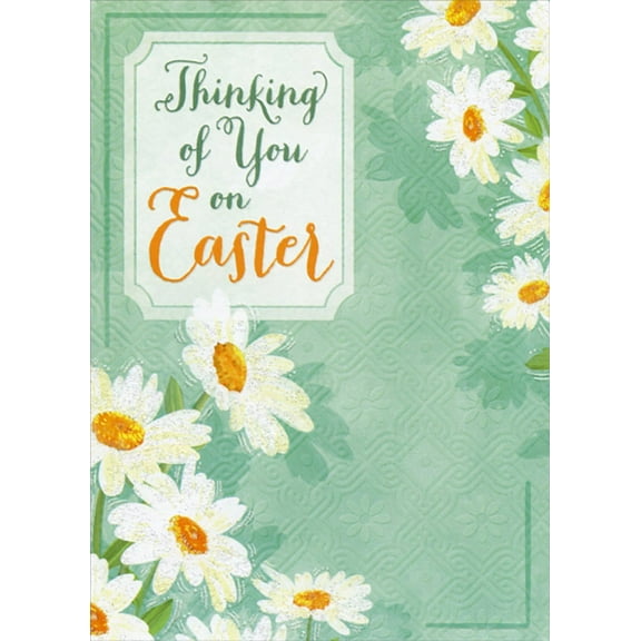 Designer Greetings Large Sparkling White Daisies Thinking of You Easter Card