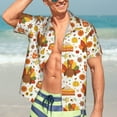 thumbnail image 7 of Pofeuu Thanksgiving With Turkey Print Hawaiian Shirt for Men Sleeves Casual Button Down Summer Beach Dress Shirts T-Shirts,Large, 7 of 7