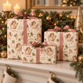 Vintage Christmas Wrapping Paper, Musical Angels and Pink Ribbons for ...