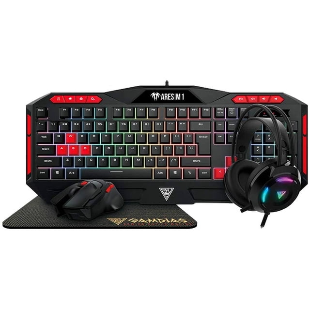 Kit Gamer Gamdias Poseidon M2 Teclado Audifonos Mouse RGB negro