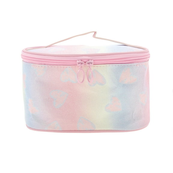 Unique Bargains 1 Pc Oval Glitters Ombre Makeup Bag Pink Yellow Polyester