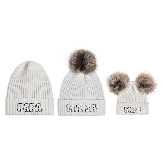 SUNSIOM Family Matching Beanie Hat, Soft Warm Embroidery Letters Winter Cap for Casual Daily