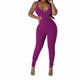 thumbnail image 3 of Gibobby pantalones siameses color liso Mono sin mangas sexy con cuello en V profundo para mujer con cintura ahuecada(Morado， L), 3 of 4