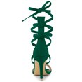 thumbnail image 3 of Sandalias con Cordón Arriba Punta Abierta Tacón de Aguja para Mujer Verde 40, 3 of 6