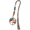 thumbnail image 1 of 2 Pcs Marque-Page Arbre de Vie Chakra Pendentif en Métal 7 Perles de Cristal Vintage, 1 of 5