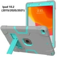 thumbnail image 3 of Dteck Case for iPad 9th Gen/8th Gen/7th Gen, iPad 10.2 Shockproof Kids Case 2021/2020/2019, Heavy Duty Hybrid Rugged 3 Layer Full Body Protection Case with Built-in Kickstand,Gray/Mint, 3 of 6