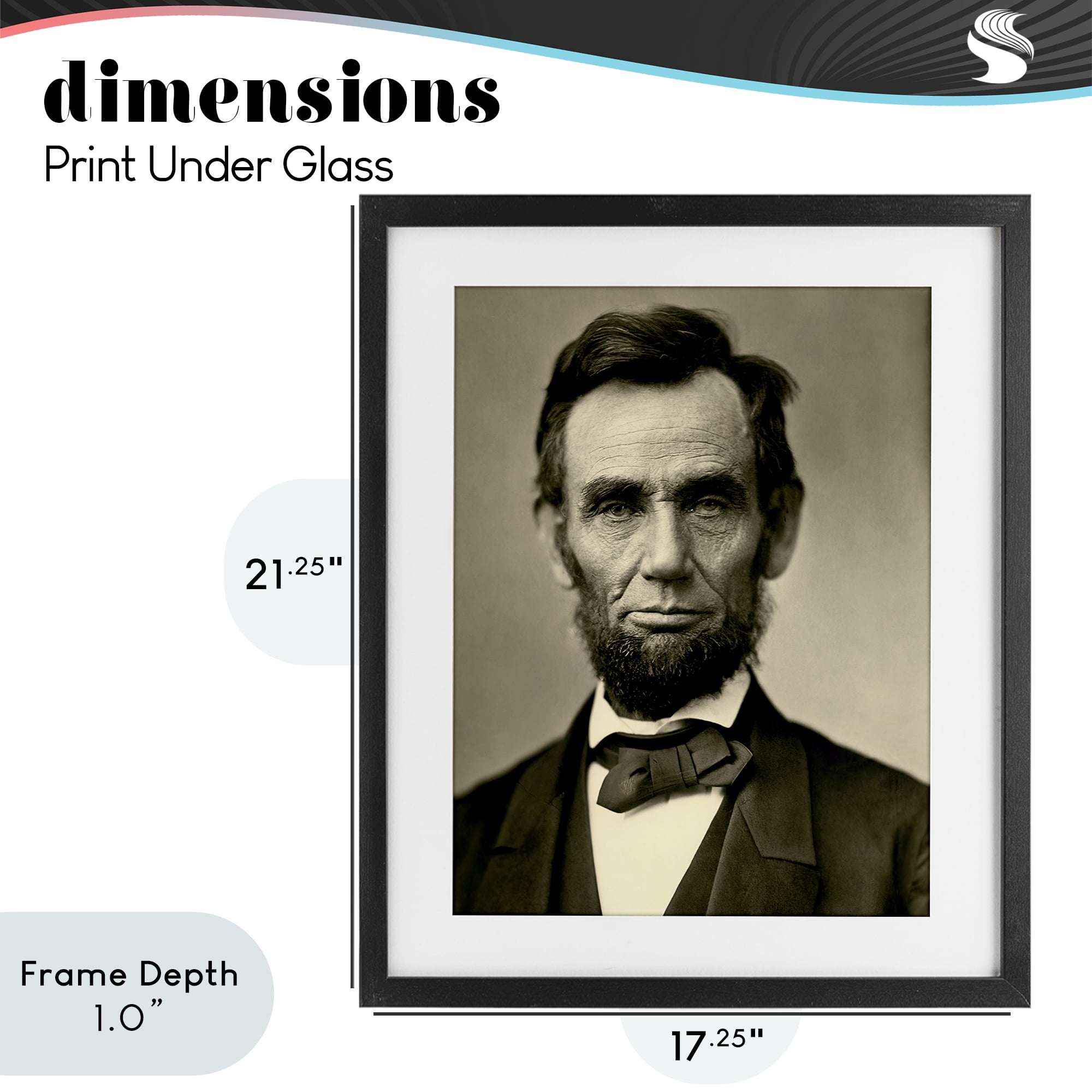 Stupell Industries Iconic Lincoln Portrait Black Framed Print Under Glass, design by Alexander Gardner