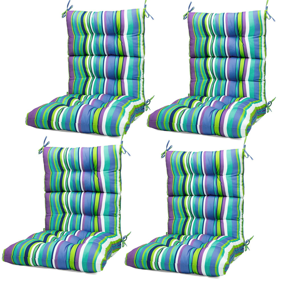 Set of 4 Outdoor Dining Chair Cushion High Back Solid Chair Cushion