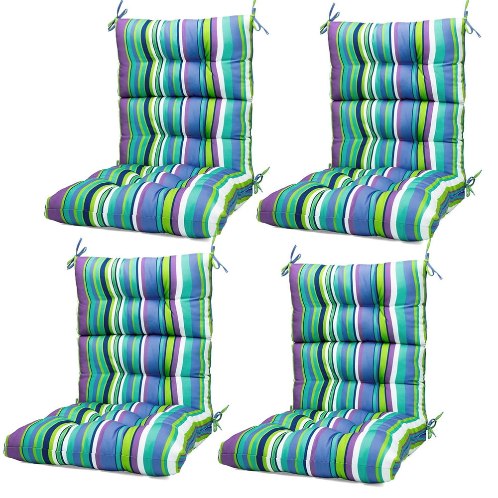 Set of 4 Outdoor Dining Chair Cushion High Back Solid Chair Cushion