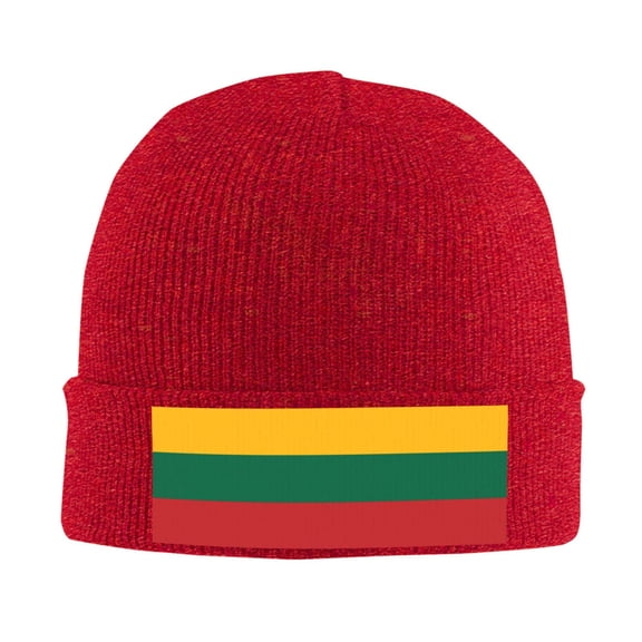 Lithuanian Flag Beanie Hat Men Women Warm Printed Cap Knit Beanies Hats Outdoor Winter Red