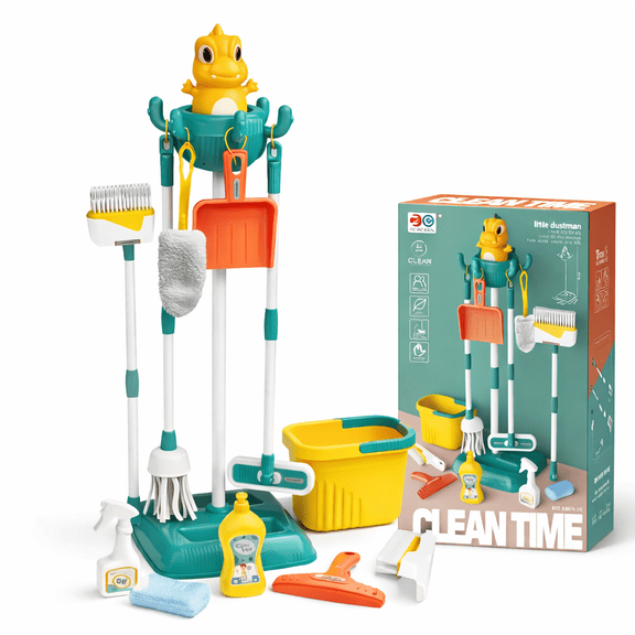 EACOPO Kids Cleaning Toy Set, Detachable Housekeeping Play Set with Broom, Mop & Dustpan, Educational STEM Pretend Play Gift for Boys & Girls Ages 3–6