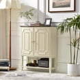 thumbnail image 2 of Ahokua French Country Accent Cabinet with Carved Doors and Adjustable Shelf, Decorative Storage Cabinet with Open Display Shelf for Living Room, 2 of 10