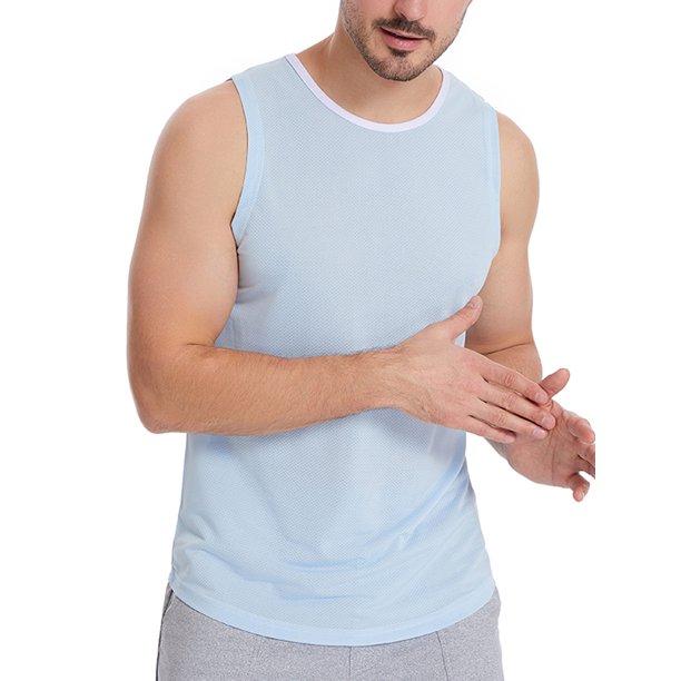 Txlixc - Chaleco de seda helada para hombre, sin mangas, ajustado, para deportes, fitness, tops de fondo Txlixc Moda