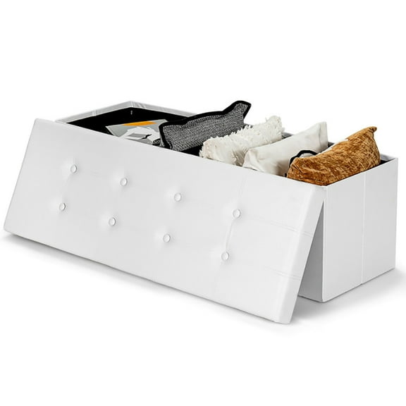 Resenkos 45 Inches Large Folding Ottoman Storage Seat-White,
