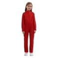 thumbnail image 1 of Riismen Combinaison une Pièce à Manches Longues pour Filles, Fermeture Éclair devant, avec Grandes Poches, Tenue de Travail, Rouge, 8, 1 of 7
