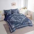 thumbnail image 3 of Manfei Exotic Style Flowers 7pcs Bedding Comforter Set,Rustic Damask Floral Queen Bedding Sets,Deepblue White Queen Sheet Sets For Kids,Ultra Soft Home Decor Reversible, 3 of 8