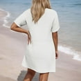 thumbnail image 4 of OSOLU Solid Color Women Summer Beach Dress V-Neck Loose Tiered Cover Up With Pockets Casual Vacation Dresses For Pool Holidays Trendy Sundress Wedding Guest Dress, 4 of 6