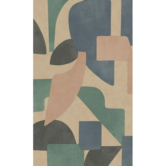 Taupe Aqua Modern Asbtract Geometric Wallpaper