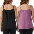 thumbnail image 2 of 32 Degrees Cool Womens 2-Pack Lightweight Top Cami, Ht.Plum/Black, XL, 2 of 7