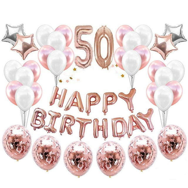 Happy Birthday Number Star Balloons Confettis Set Home Restaurant Party Decor