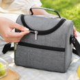 thumbnail image 4 of Square Flip-Top Crossbody Lunch Bag, Handheld Insulated Cooler Tote, Stylish Thermal Food Carrier, 4 of 5