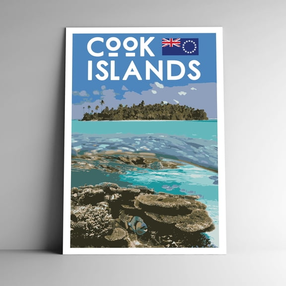 Cook Islands Vintage Travel Poster / Postcard WPA Style Retro New Zealand