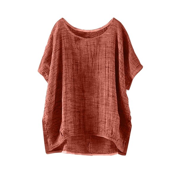 Setooff Womens Plus Size Tops Summer Outfits, Side Slit Loose Blouse, Solid Batwing Sleeve Oversized Shirts for Women
