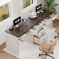 thumbnail image 2 of 81" Double Computer Desk with Charging Station, Two-Person Desk with Drawers, Rustic Farmhouse Home Office Desk for Dual Workstations, Long Writing Desk for 2 People, 2 of 9