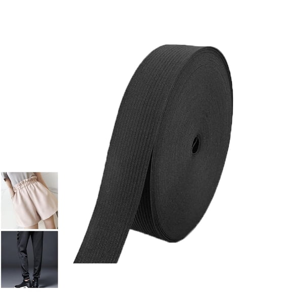 1pack of Black Stretchy Knit Elastic Band 1 Inch Knit Elastic Spool QZS Knit Sewing Band for Waistbands Fit for Pants Shorts