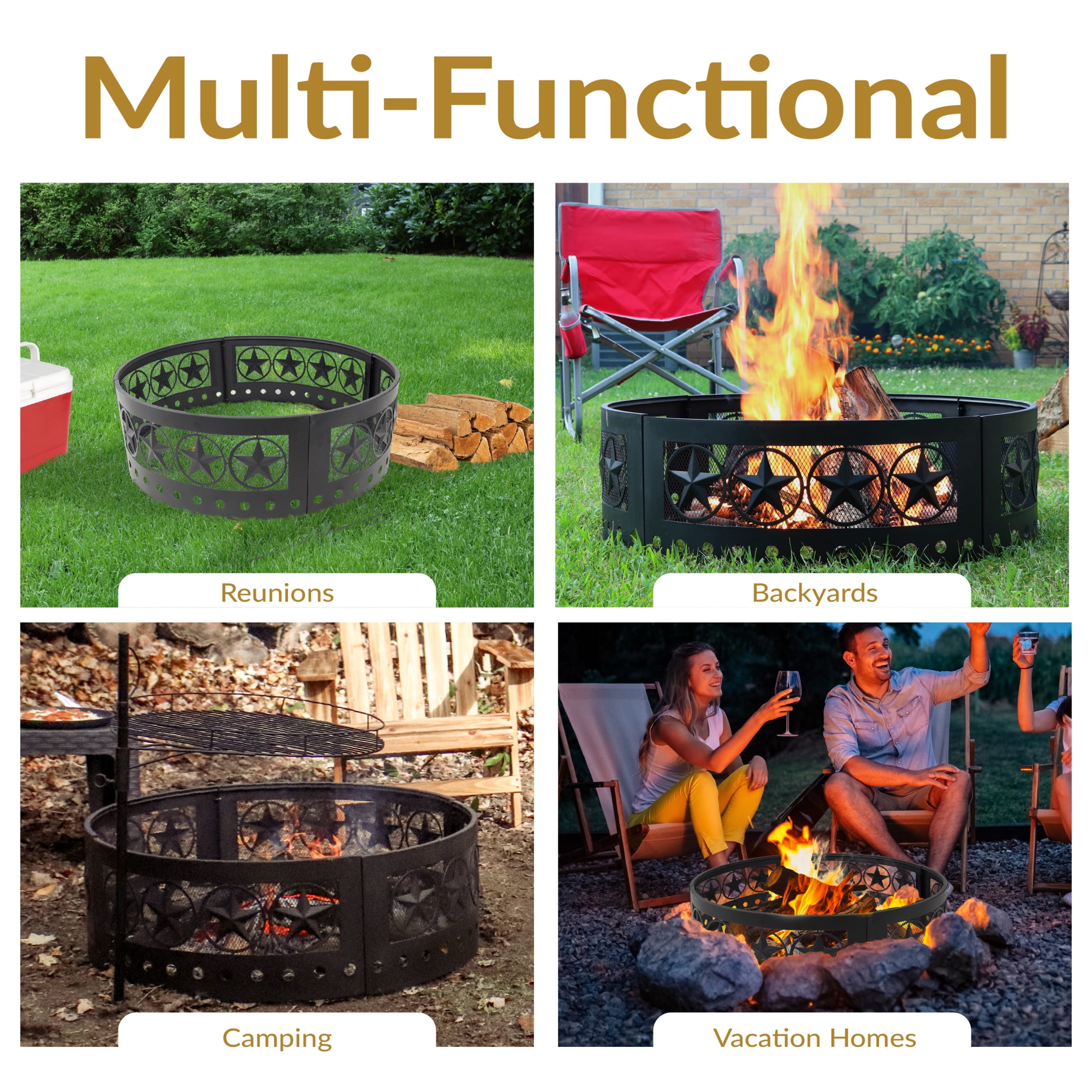 Sunnydaze Four-Star 36" Round Steel Heavy-Duty Fire Pit Ring