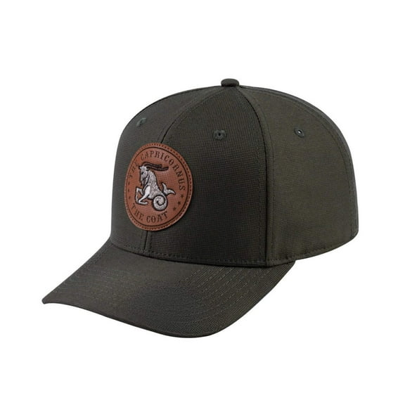 Unisex V2 Embroidered And Laser-Engraved Capricorn Zodiac (December 22, January 19), 6-Panel Baseball Cap, Olive/Olive, Adjustable Fit
